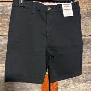 Signature by Levi Strauss Black Kids Flat Front Shorts Uniform Shorts 12 Reg
